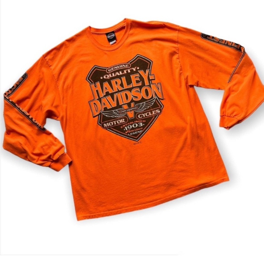 Harley-Davidson Orange Long Sleeve crew neck shirt
2XL